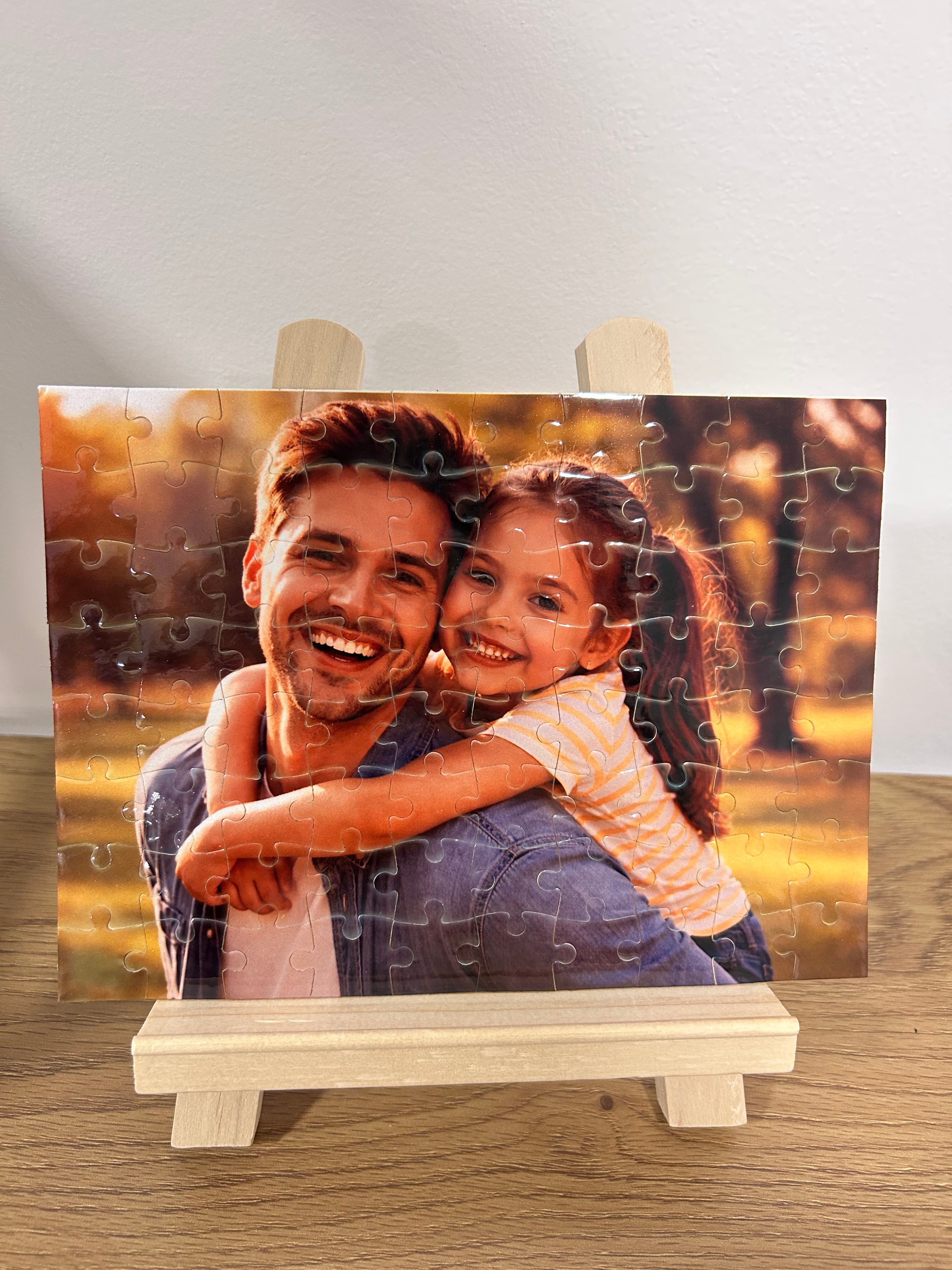 Puzzle personalizado con foto + caballete + bolsa para el puzzle + caja regalo personalizable